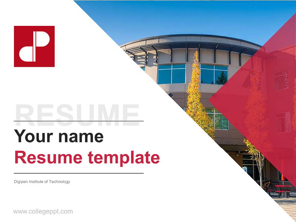 Digipen Institute of Technology Resume PPT Template4:3 ratio PPT effect preview image5