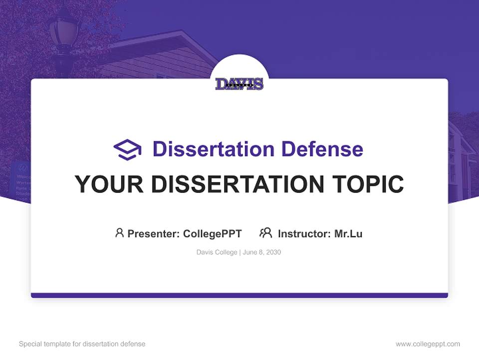 Davis College Graduation Thesis Defense PPT Template4:3 ratio PPT effect preview image7