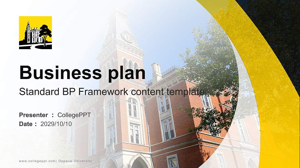 Depauw University Competition/Entrepreneurship Contest PPT Template16:9 ratio PPT effect preview image