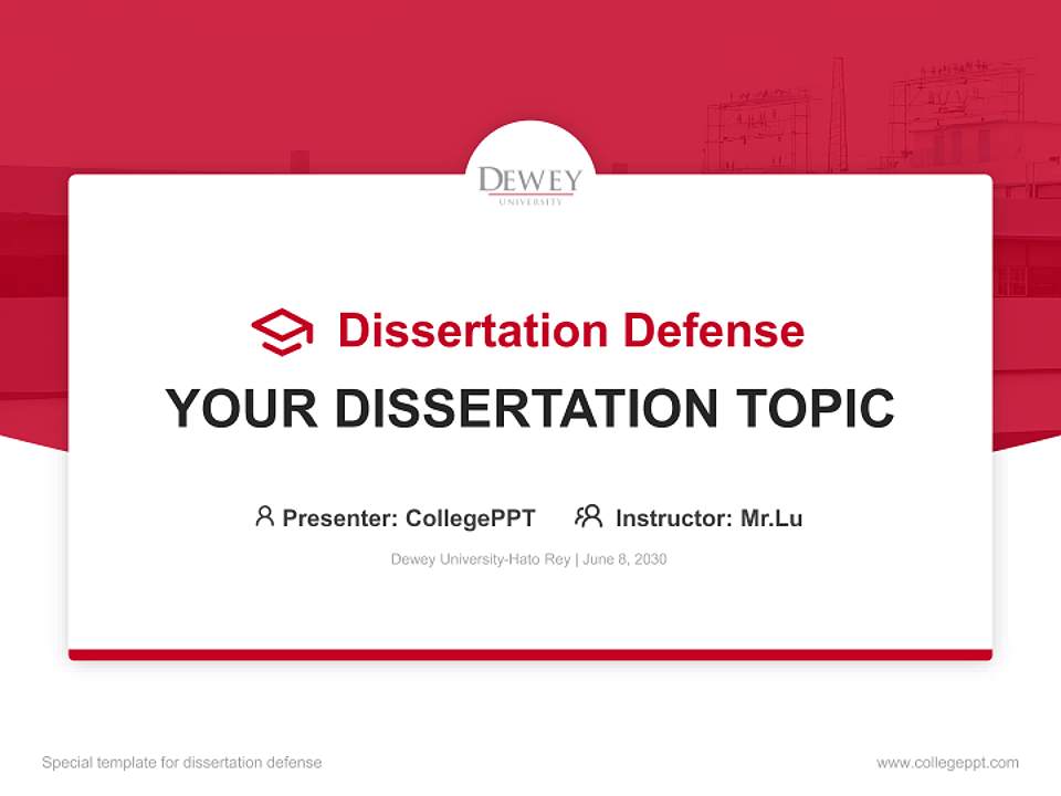 Dewey University-Hato Rey Graduation Thesis Defense PPT Template4:3 ratio PPT effect preview image7