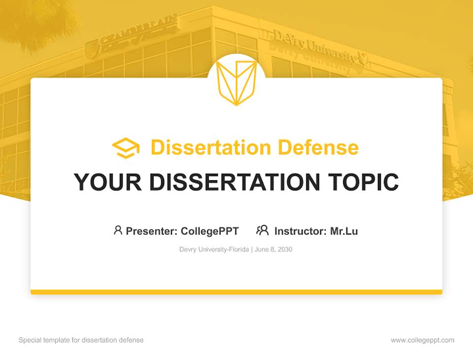 Devry University-Florida Graduation Thesis Defense PPT Template4:3 ratio PPT effect preview image7