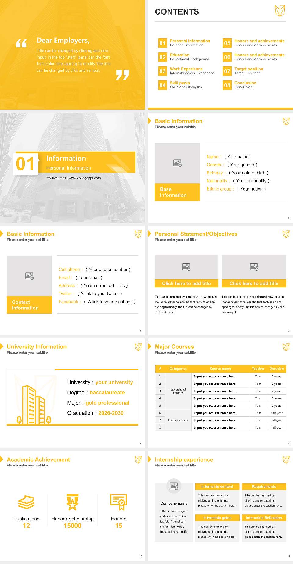 Devry University-Pennsylvania Resume PPT Template4:3 ratio PPT effect preview image2