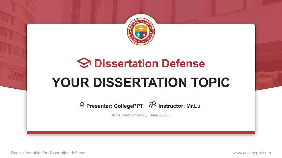 Divine Mercy University Graduation Thesis Defense PPT Template16:9 ratio PPT effect preview image