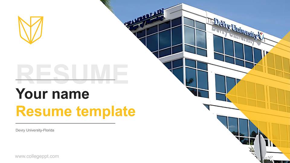Devry University-Florida Resume PPT Template16:9 ratio PPT effect preview image