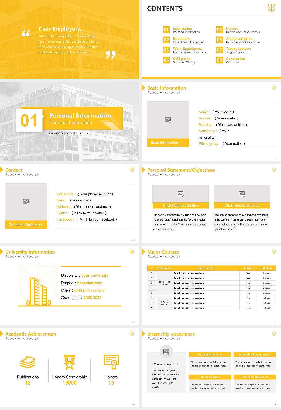 Devry University-Florida Resume PPT Template16:9 ratio PPT effect preview image2