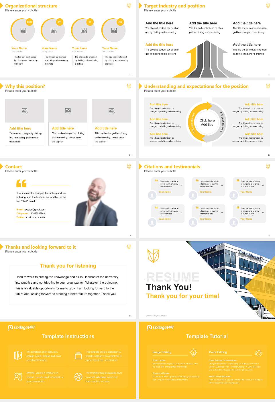 Devry University-Florida Resume PPT Template16:9 ratio PPT effect preview image4