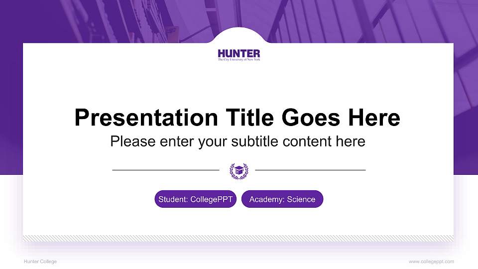 Hunter College National Scholarship Defense PPT Template16:9 ratio PPT effect preview image