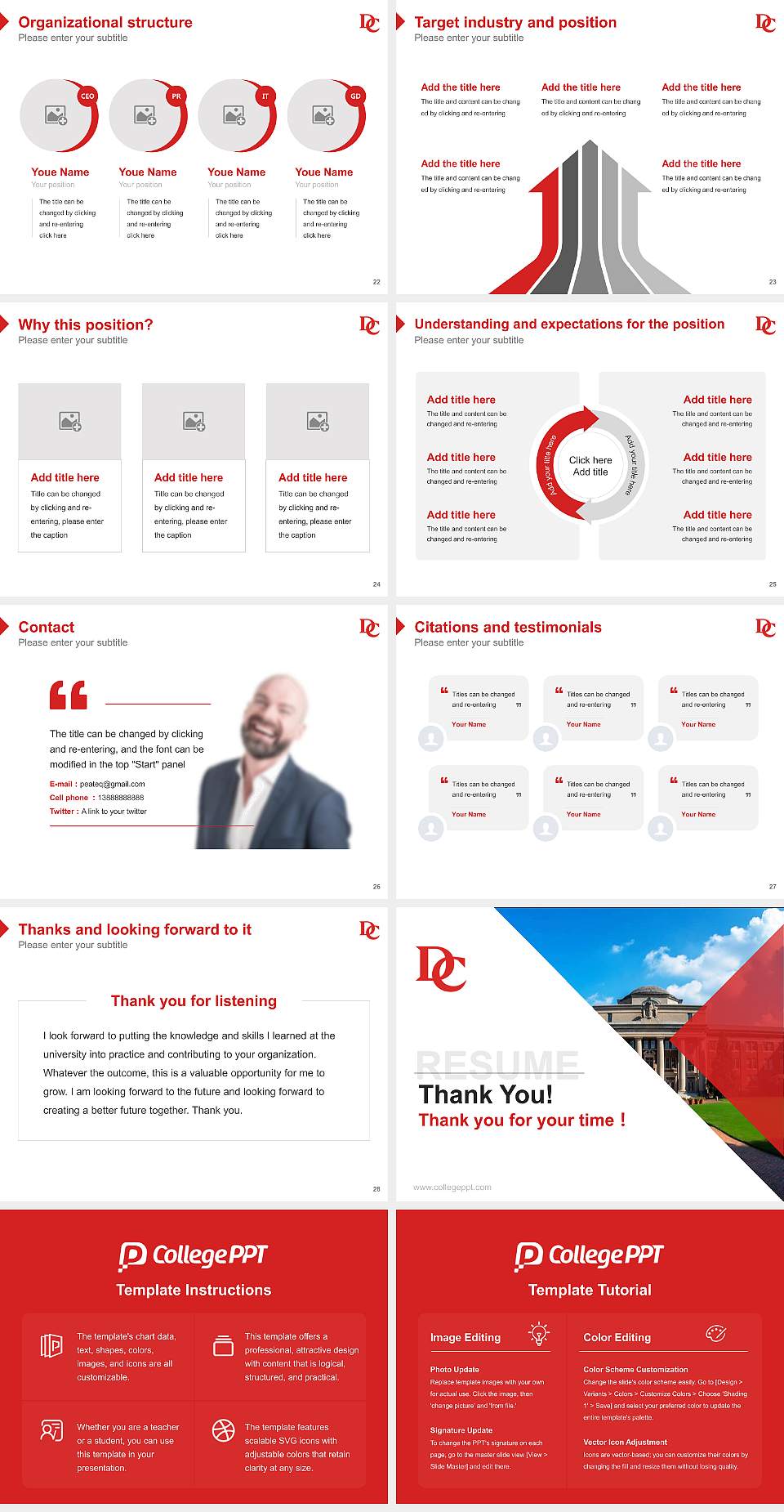 Davidson College Resume PPT Template4:3 ratio PPT effect preview image4