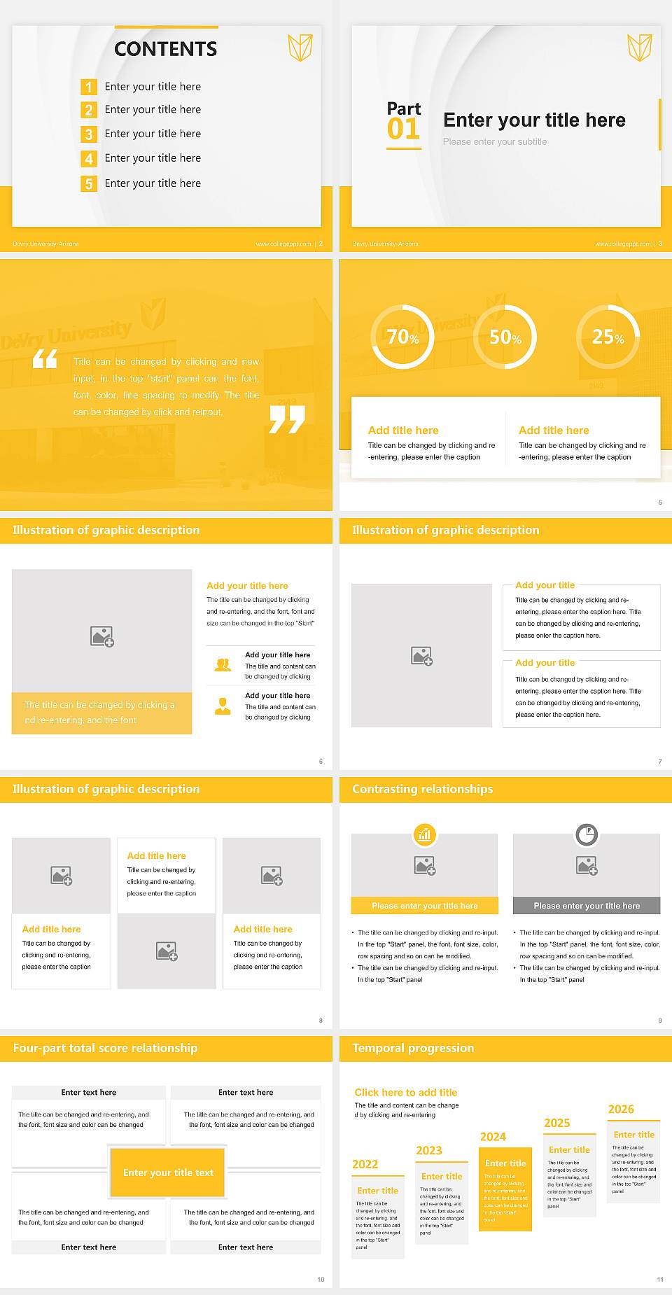 Devry University-Arizona Thesis Proposal/Graduation Defense PPT Template4:3 ratio PPT effect preview image2