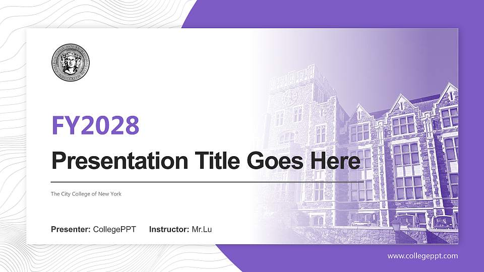 The City College of New York Academic Presentation/Research Findings Report PPT Template16:9 ratio PPT effect preview image