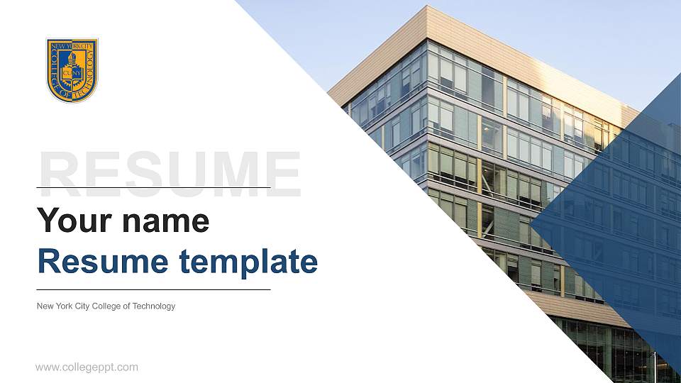New York City College of Technology Resume PPT Template16:9 ratio PPT effect preview image