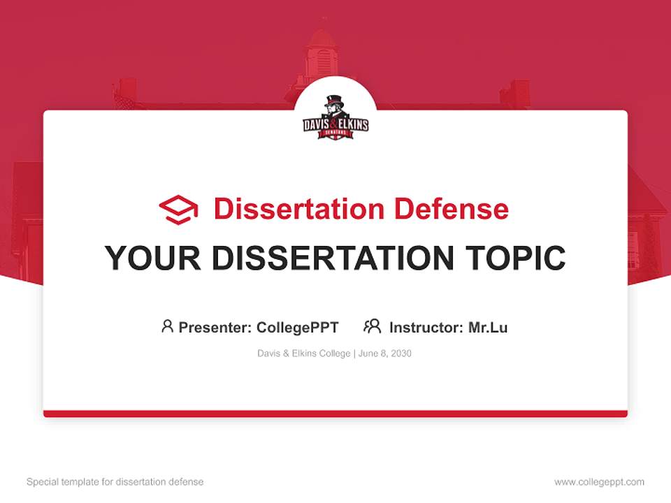 Davis & Elkins College Graduation Thesis Defense PPT Template4:3 ratio PPT effect preview image7