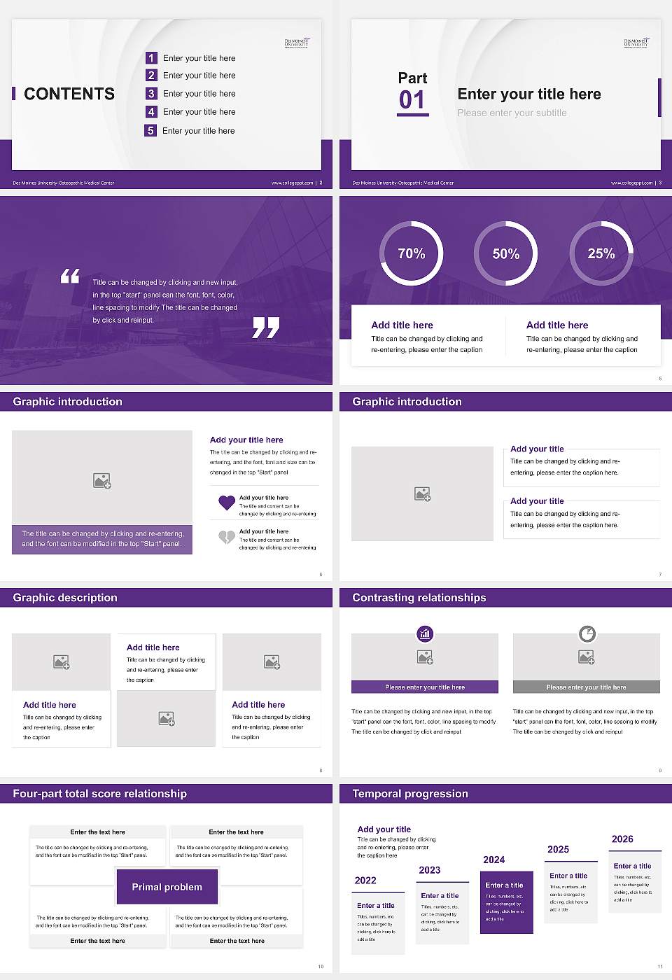 Des Moines University-Osteopathic Medical Center Thesis Proposal/Graduation Defense PPT Template16:9 ratio PPT effect preview image2