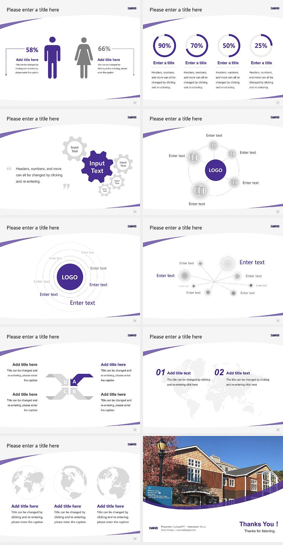 Davis College Course/Courseware Creation PPT Template4:3 ratio PPT effect preview image4