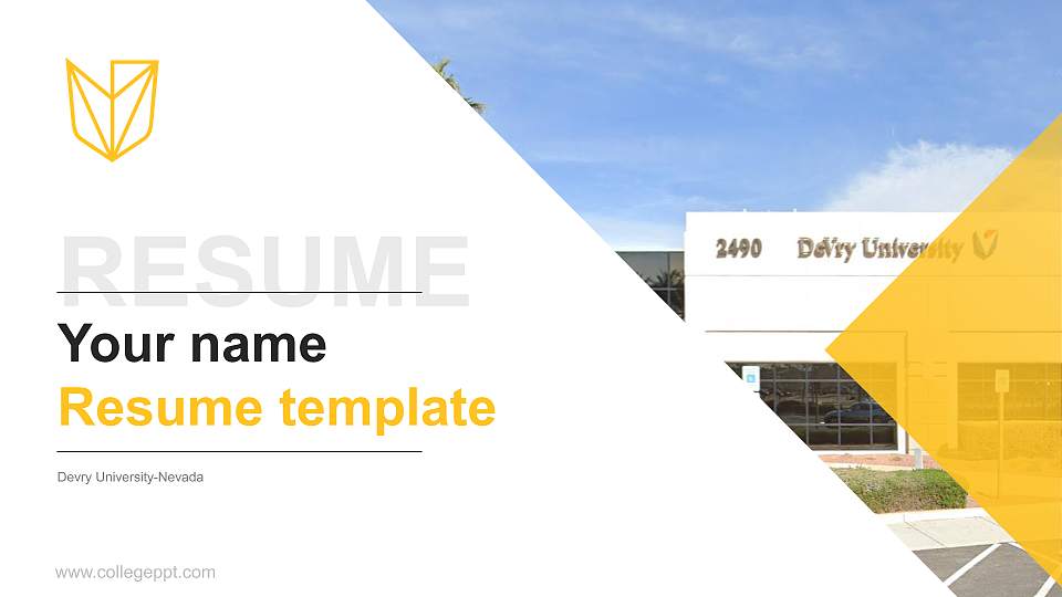 Devry University-Nevada Resume PPT Template16:9 ratio PPT effect preview image