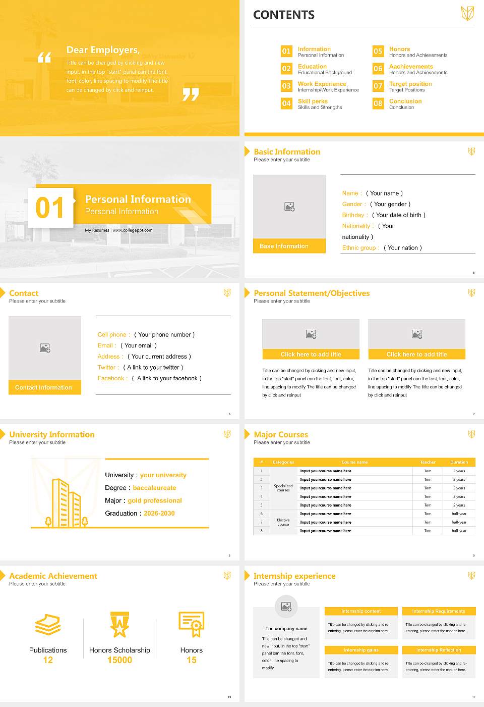 Devry University-Nevada Resume PPT Template16:9 ratio PPT effect preview image2