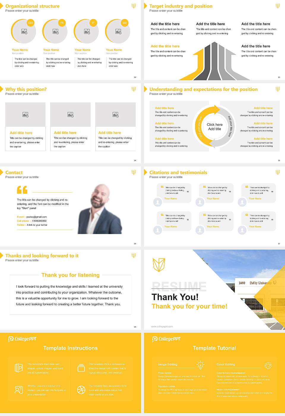 Devry University-Nevada Resume PPT Template16:9 ratio PPT effect preview image4