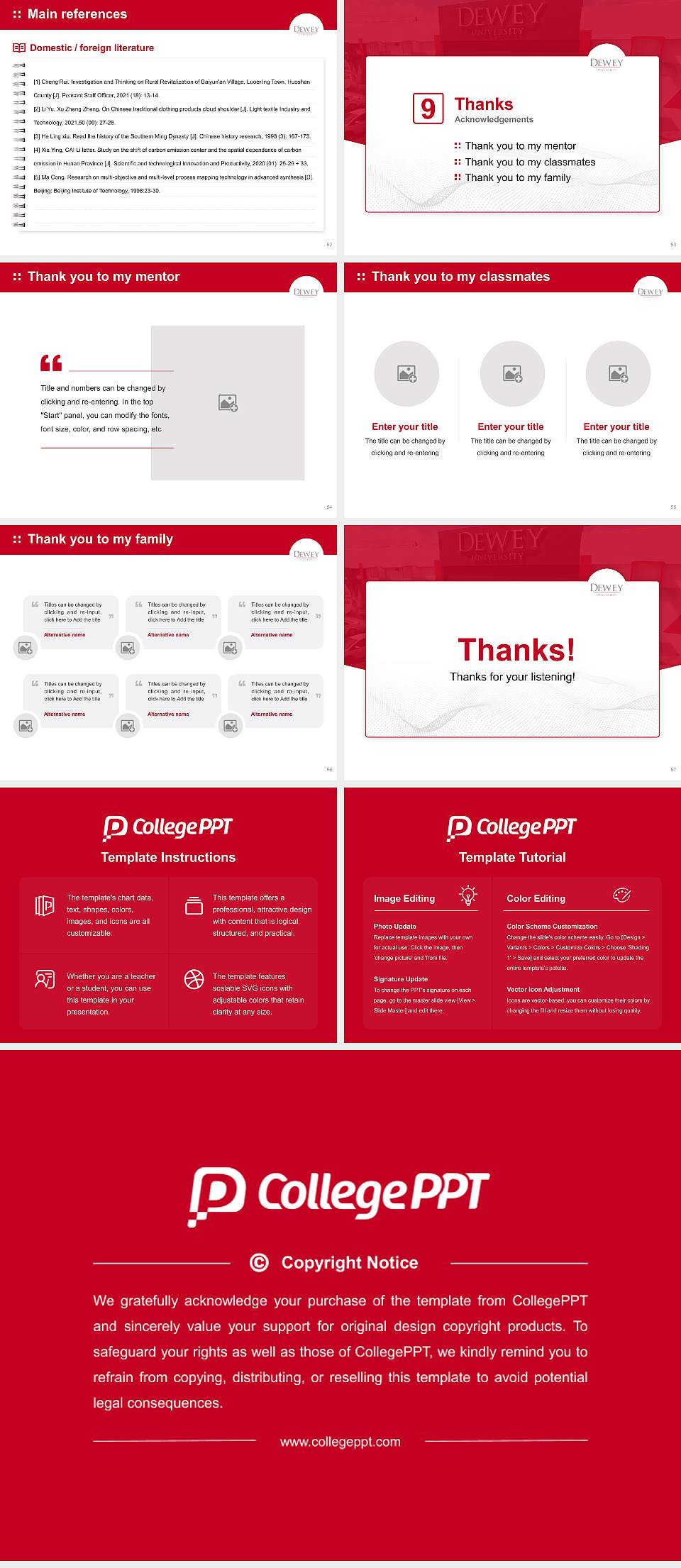 Dewey University-Carolina Graduation Thesis Defense PPT Template4:3 ratio PPT effect preview image7