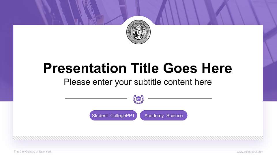 The City College of New York National Scholarship Defense PPT Template16:9 ratio PPT effect preview image