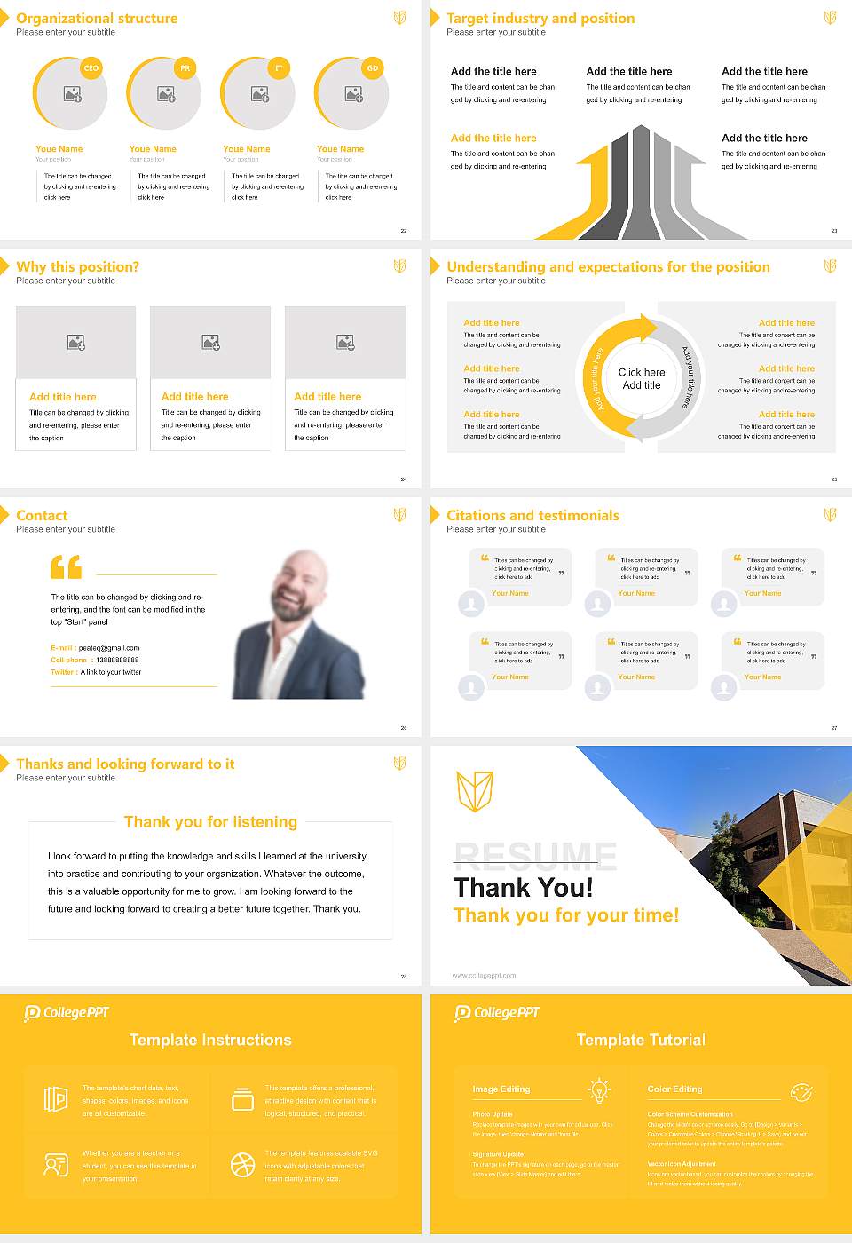 Devry University-Tennessee Resume PPT Template16:9 ratio PPT effect preview image4