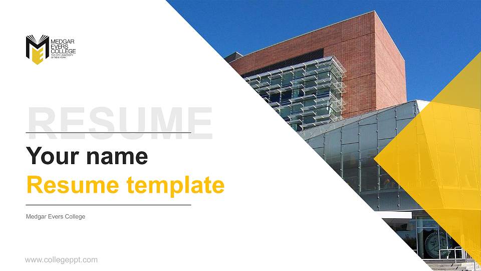 Medgar Evers College Resume PPT Template16:9 ratio PPT effect preview image
