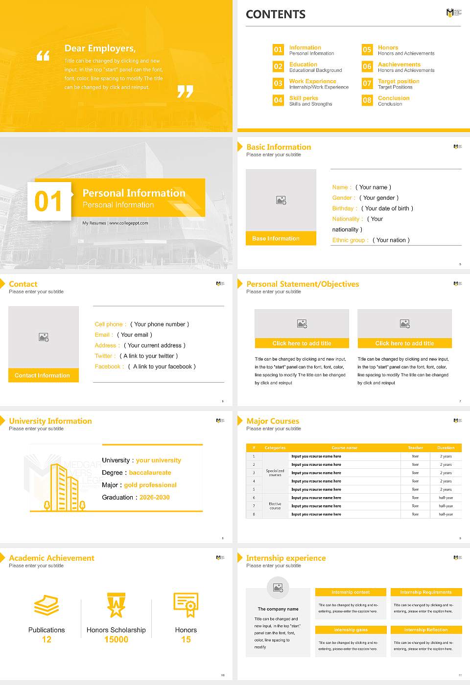 Medgar Evers College Resume PPT Template16:9 ratio PPT effect preview image2