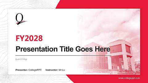Queens College Academic Presentation/Research Findings Report PPT Template
