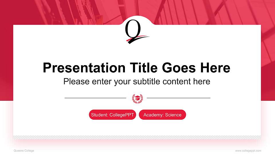 Queens College National Scholarship Defense PPT Template16:9 ratio PPT effect preview image