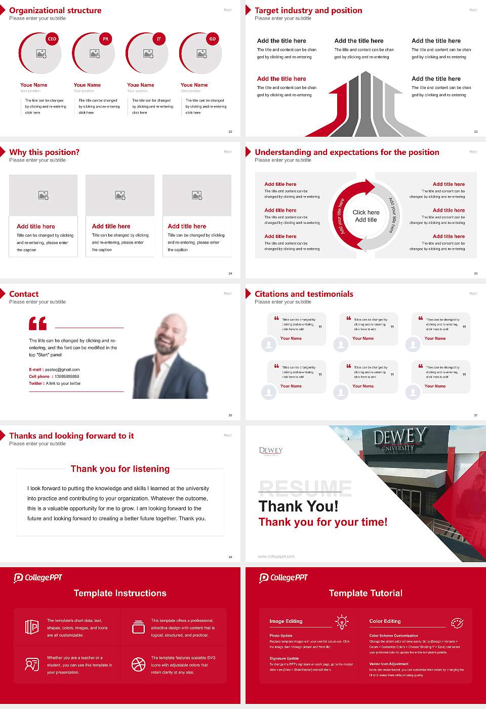 Dewey University-Carolina Resume PPT Template16:9 ratio PPT effect preview image4