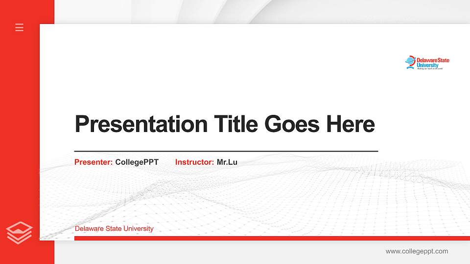 Delaware State University Thesis Proposal/Graduation Defense PPT Template16:9 ratio PPT effect preview image