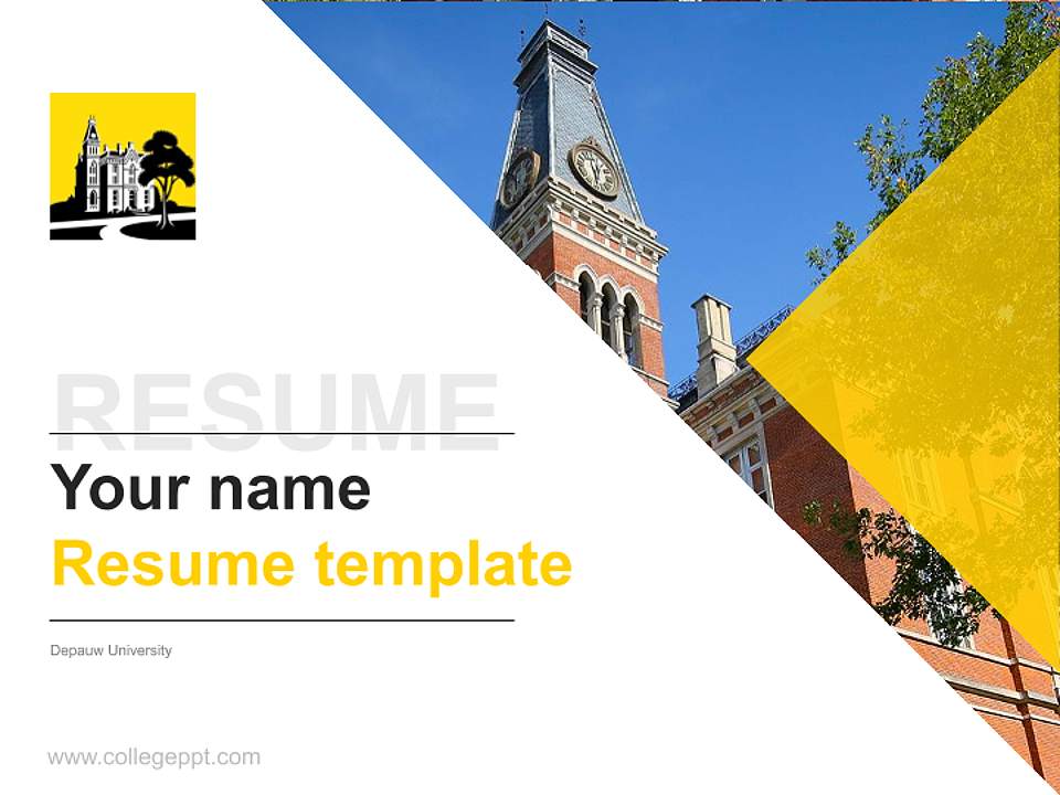 Depauw University Resume PPT Template4:3 ratio PPT effect preview image5