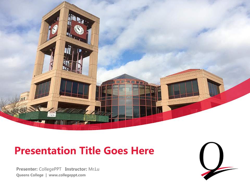 Queens College Course/Courseware Creation PPT Template4:3 ratio PPT effect preview image5