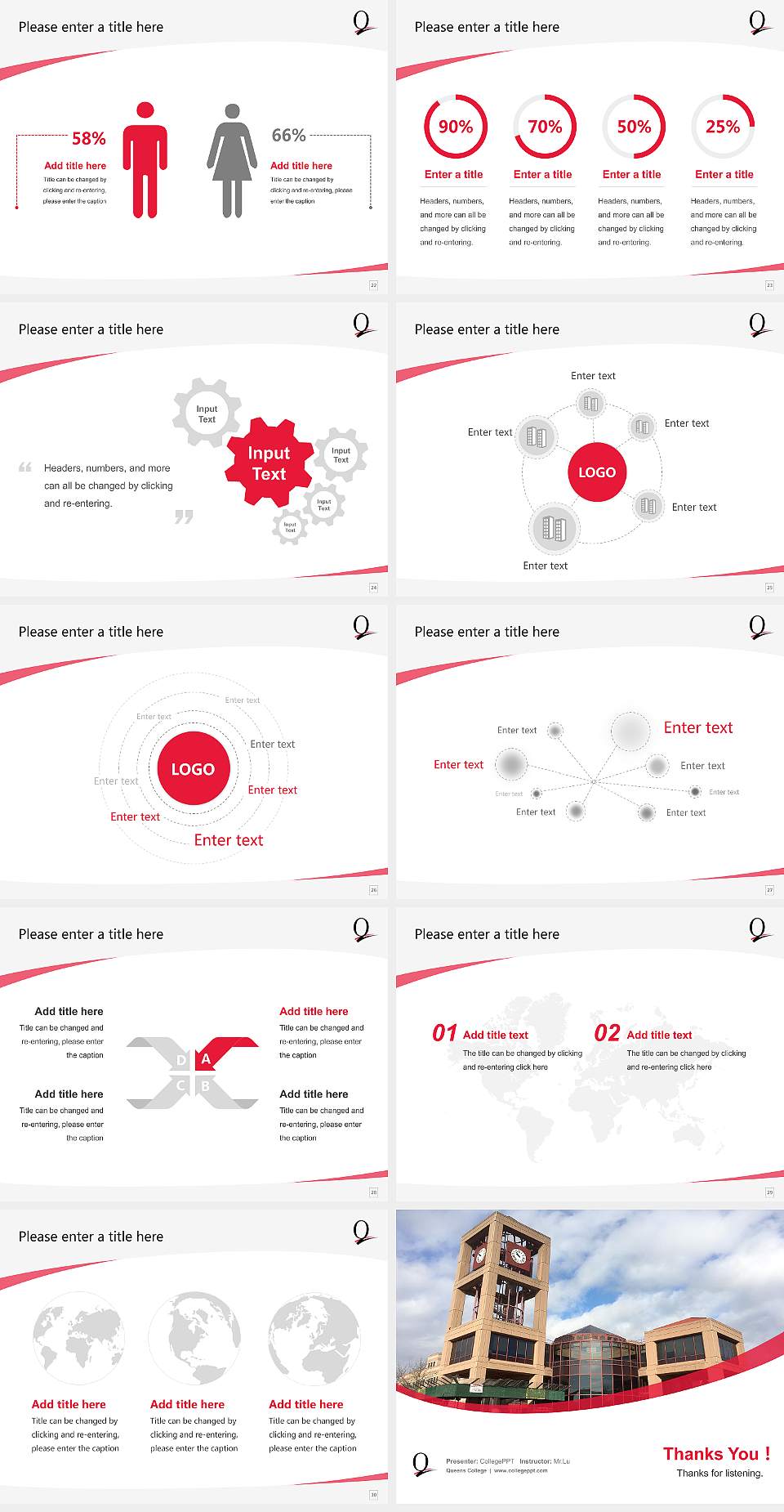 Queens College Course/Courseware Creation PPT Template4:3 ratio PPT effect preview image4