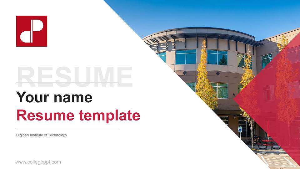 Digipen Institute of Technology Resume PPT Template16:9 ratio PPT effect preview image