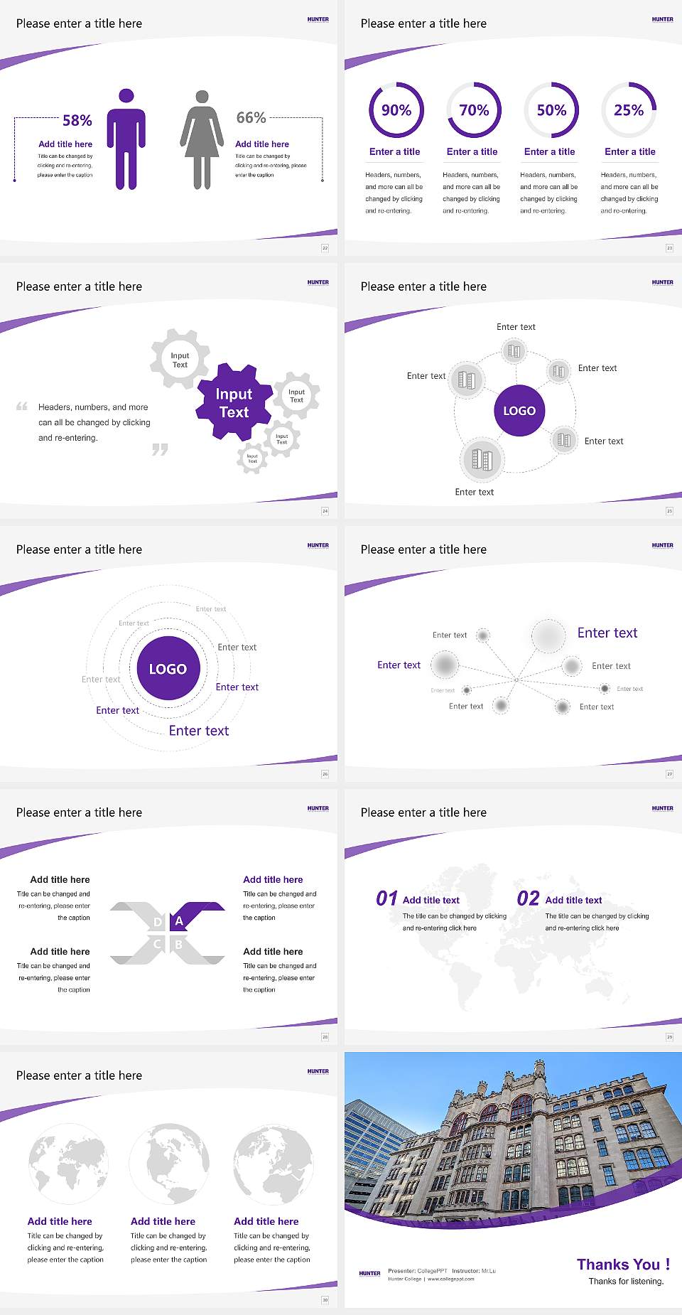 Hunter College Course/Courseware Creation PPT Template4:3 ratio PPT effect preview image4