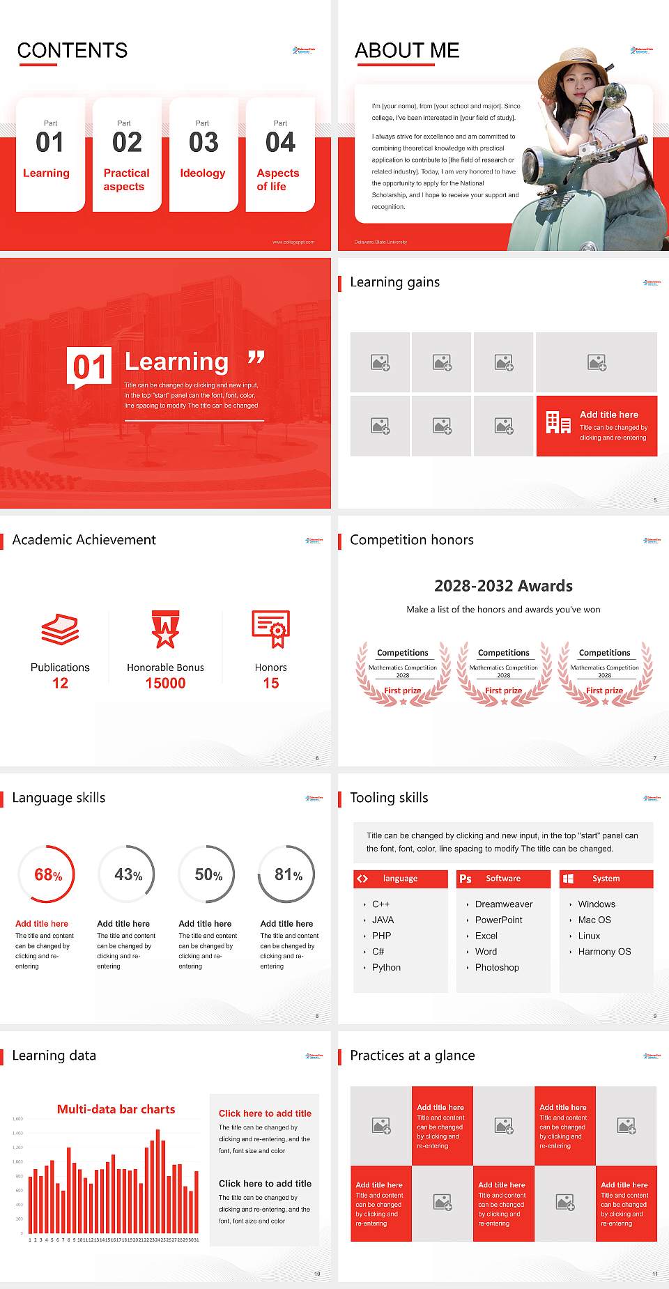 Delaware State University National Scholarship Defense PPT Template4:3 ratio PPT effect preview image2
