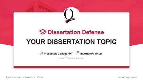 Queens College Graduation Thesis Defense PPT Template