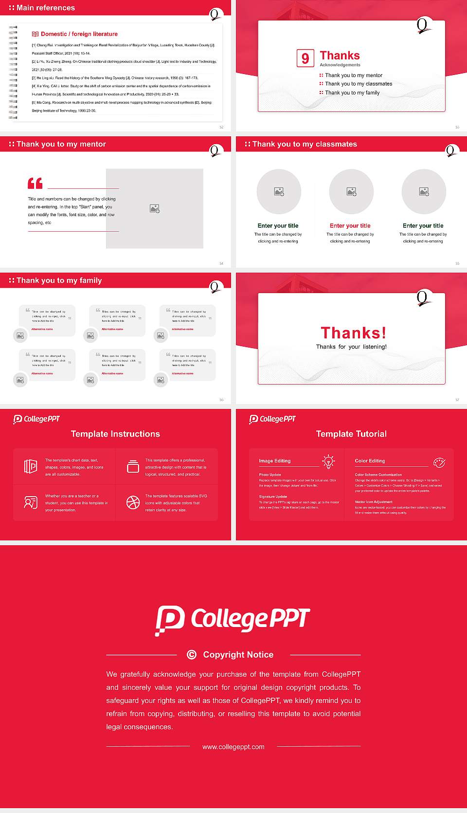Queens College Graduation Thesis Defense PPT Template16:9 ratio PPT effect preview image7