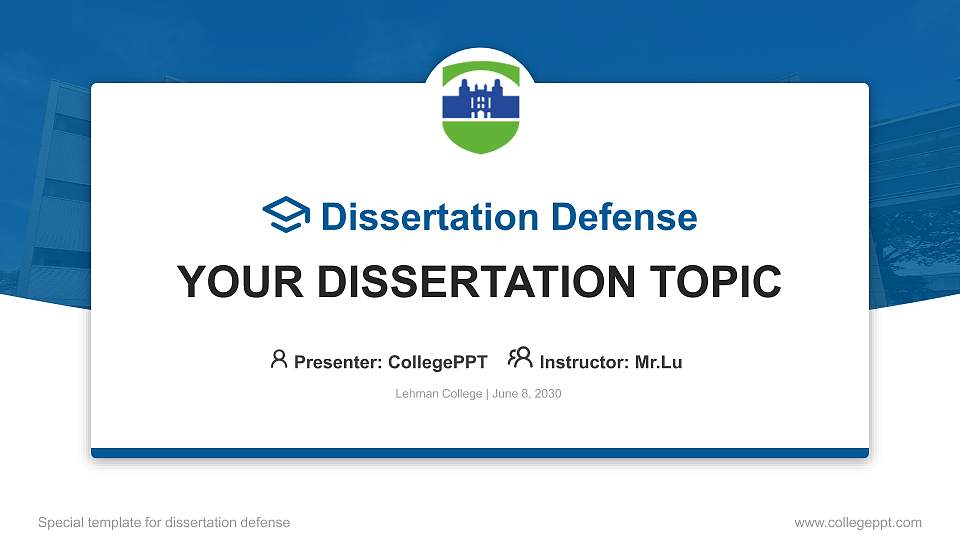 Lehman College Graduation Thesis Defense PPT Template16:9 ratio PPT effect preview image