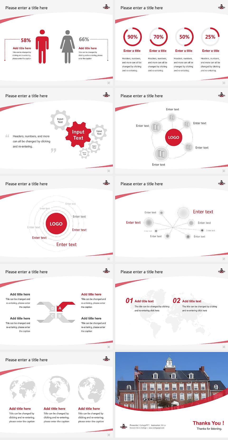 Davis & Elkins College Course/Courseware Creation PPT Template4:3 ratio PPT effect preview image4