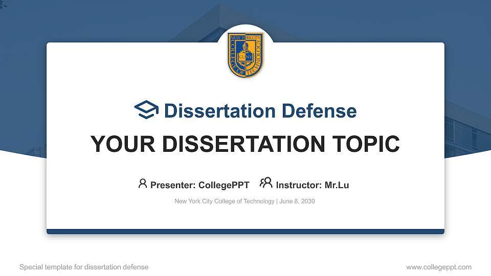 New York City College of Technology Graduation Thesis Defense PPT Template16:9 ratio PPT effect preview image