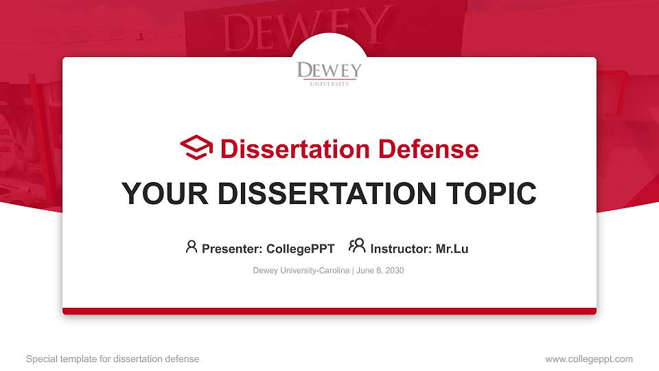 Dewey University-Carolina Graduation Thesis Defense PPT Template16:9 ratio PPT effect preview image