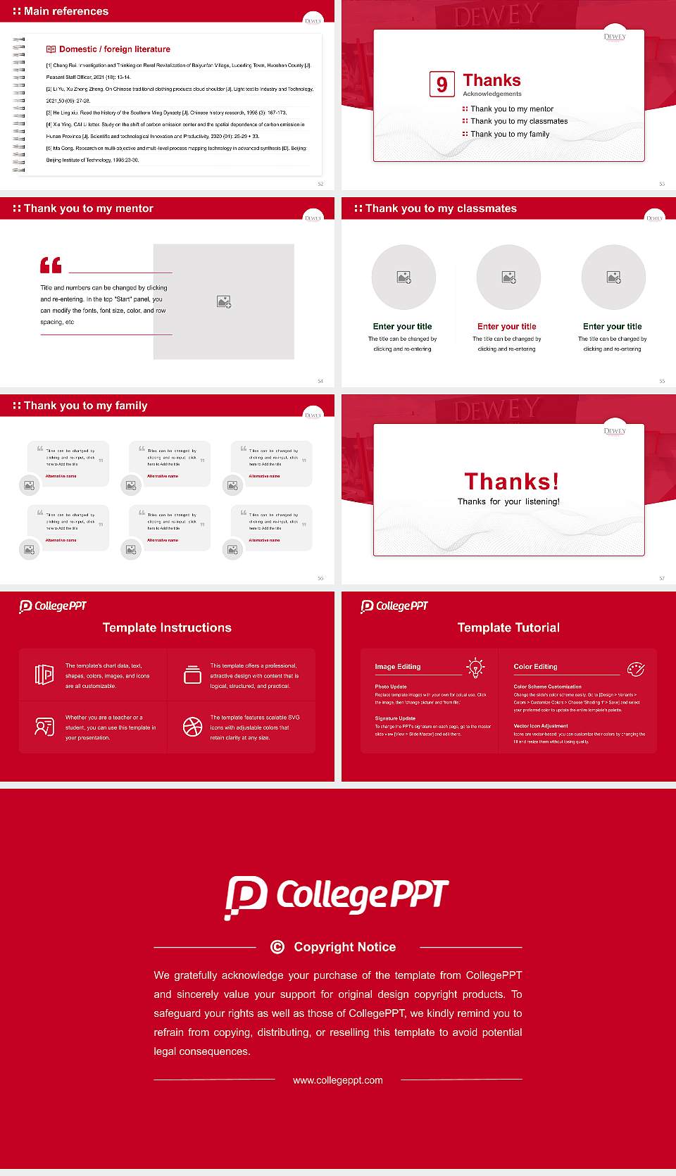 Dewey University-Carolina Graduation Thesis Defense PPT Template16:9 ratio PPT effect preview image7