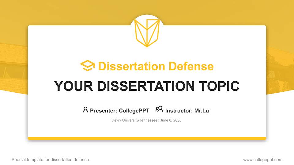 Devry University-Tennessee Graduation Thesis Defense PPT Template16:9 ratio PPT effect preview image