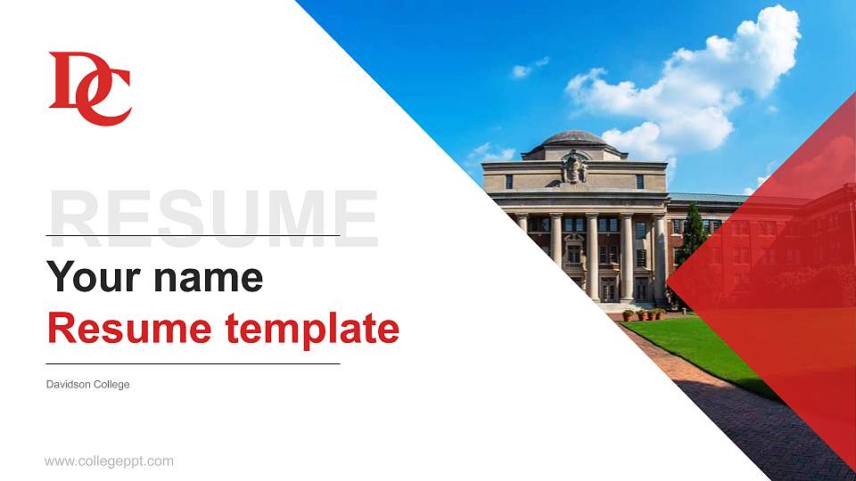 Davidson College Resume PPT Template16:9 ratio PPT effect preview image