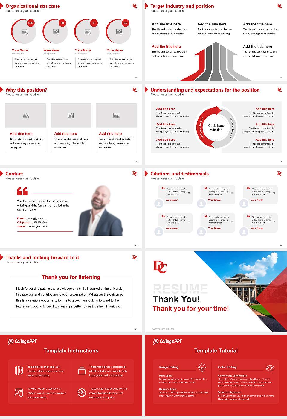 Davidson College Resume PPT Template16:9 ratio PPT effect preview image4