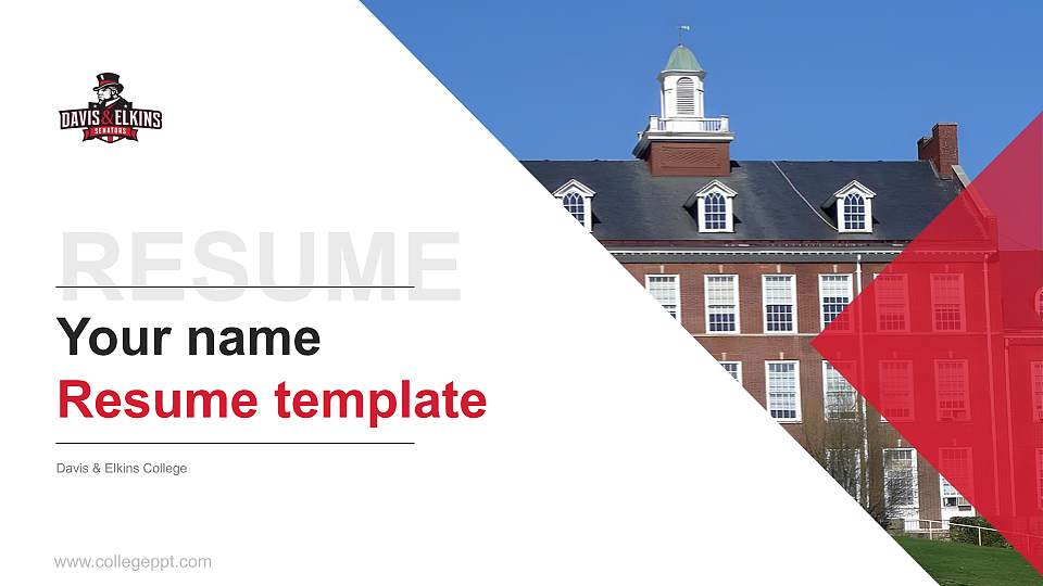 Davis & Elkins College Resume PPT Template16:9 ratio PPT effect preview image