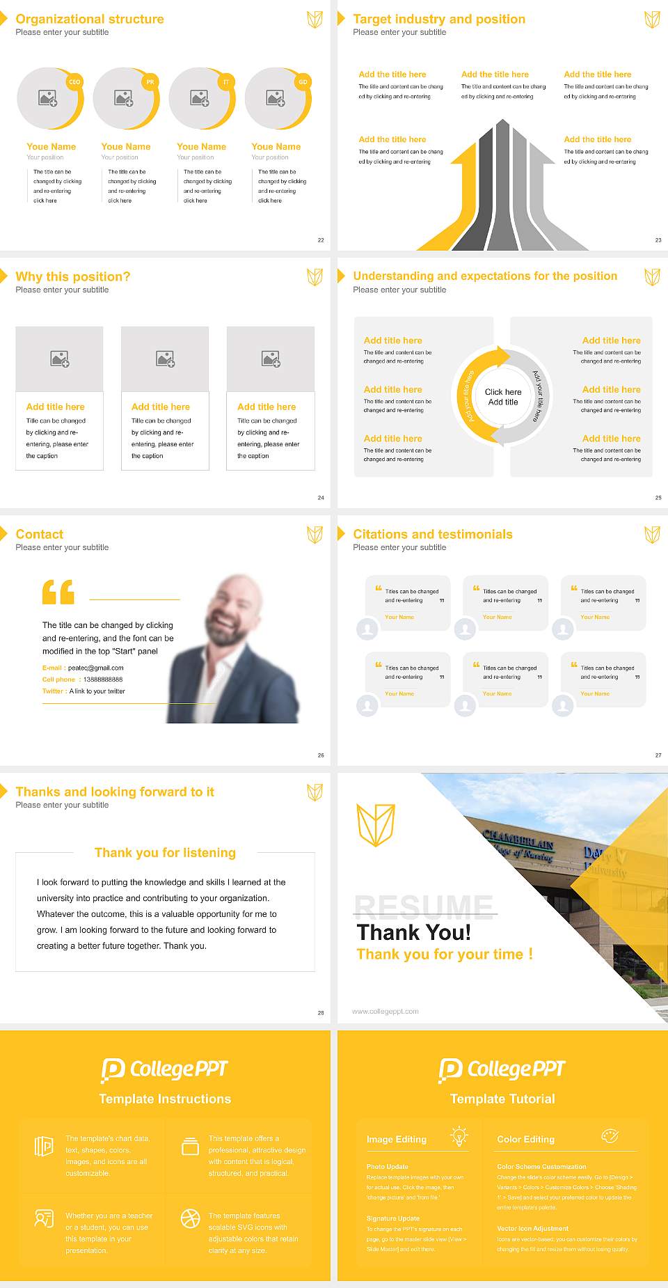 Devry University-Texas Resume PPT Template4:3 ratio PPT effect preview image4