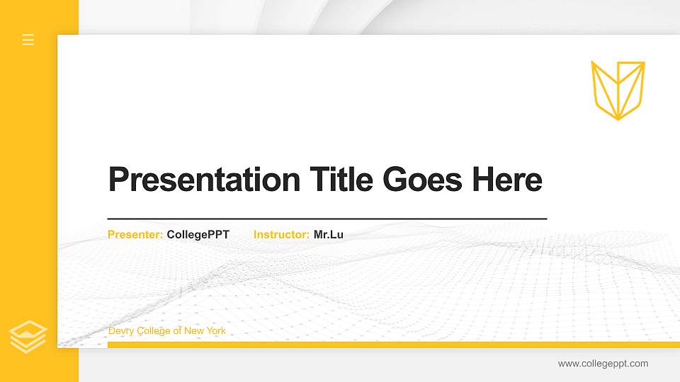 Devry College of New York Thesis Proposal/Graduation Defense PPT Template16:9 ratio PPT effect preview image
