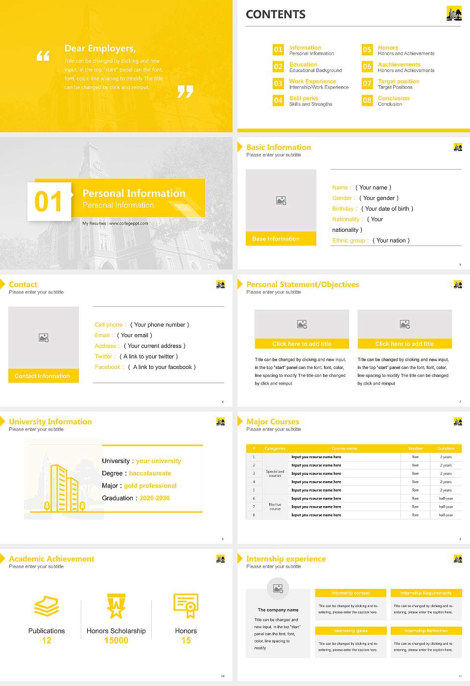 Depauw University Resume PPT Template16:9 ratio PPT effect preview image2
